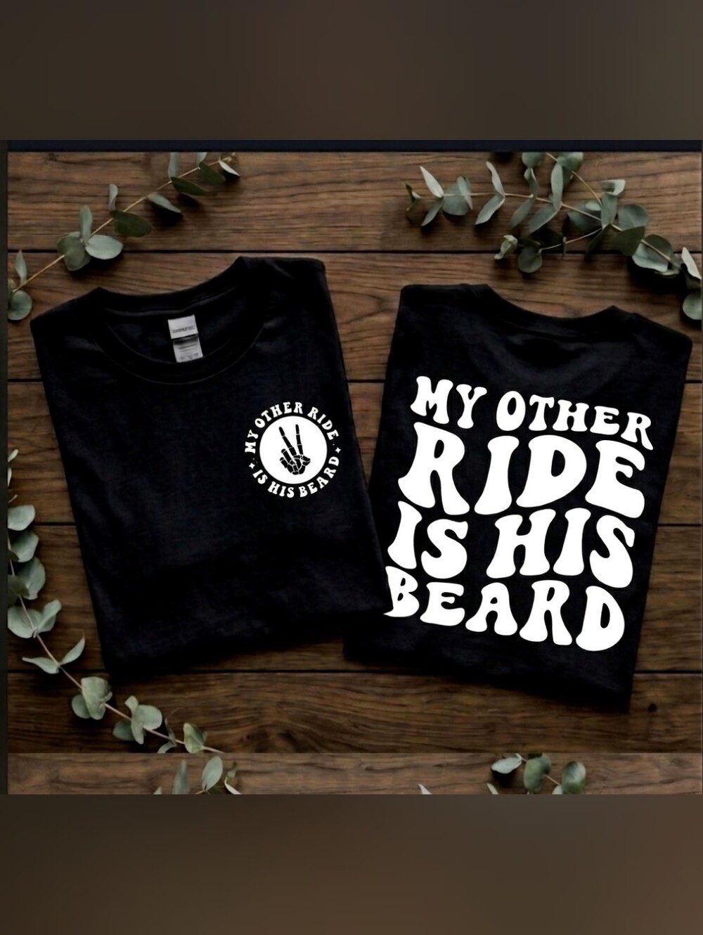 Funny shirt my other ride is his beard humor retro popular trendy Motorcycle
